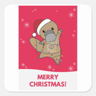 Pegatina Cuadrada platypus Christmas Tabes Sweet Animals