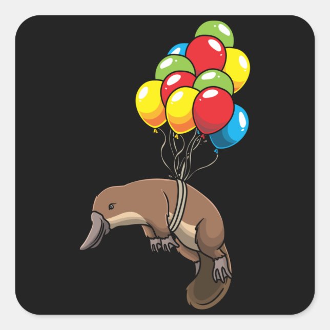 Pegatina Cuadrada Platypus con Ballons (Anverso)