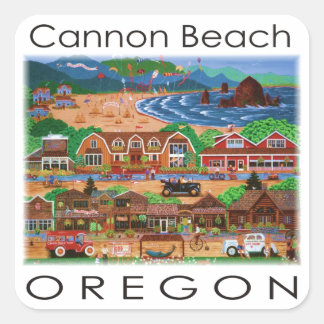 Pegatina Cuadrada Playa Cannon ~ Oregon