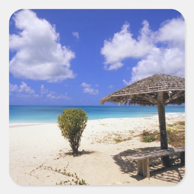 Pegatina Cuadrada Playa Coco Point, Barbuda, Antigua (Anverso)