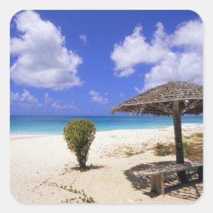Pegatina Cuadrada Playa Coco Point, Barbuda, Antigua