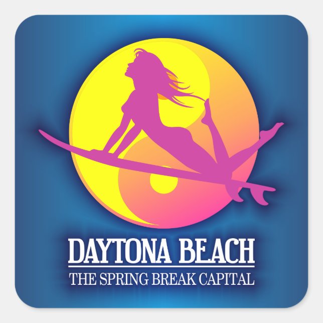 Pegatina Cuadrada Playa de Daytona (Capital de las vacaciones de pri (Anverso)