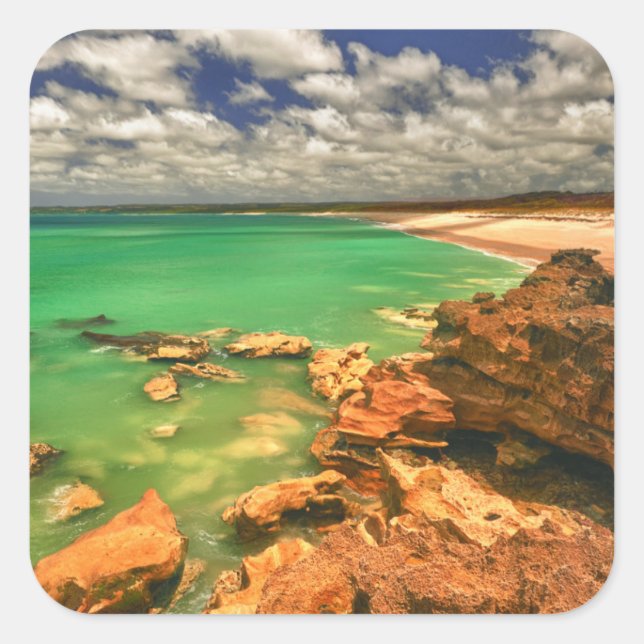 Pegatina Cuadrada Playa de Frasers | Tasmania (Anverso)