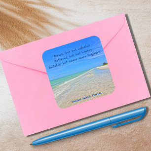 Pegatina Cuadrada Playa de la isla de Sanibel Florida antes del hura