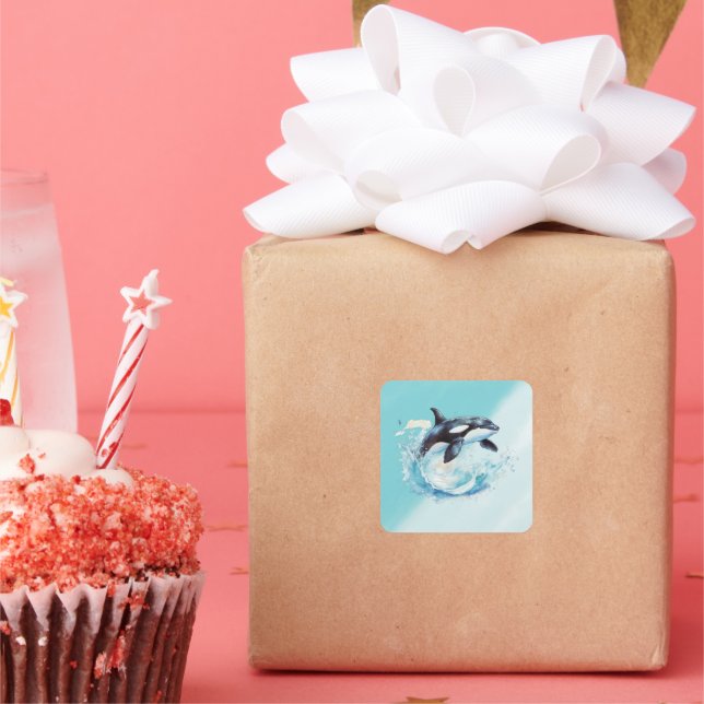 Pegatina Cuadrada Playa del Océano Ocra azul y blanco Náutica (Fiesta)