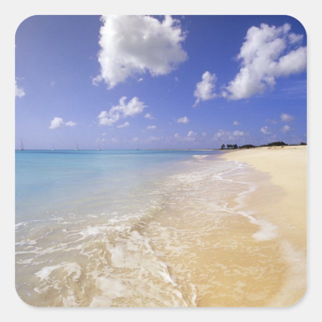 Pegatina Cuadrada Playa Low Bay, Barbuda, Antigua (Anverso)