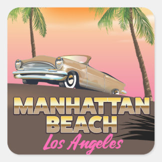 Pegatina Cuadrada Playa Manhattan Los Ángeles