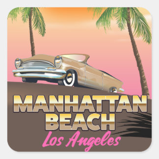Pegatina Cuadrada Playa Manhattan Los Ángeles
