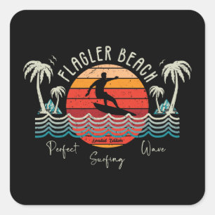 Pegatina Cuadrada Playa Retro Flagler