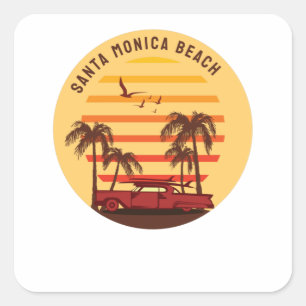 Pegatina Cuadrada Playa Santa Mónica
