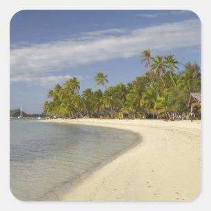 Pegatina Cuadrada Playa y palmeras, Plantation Island Resort