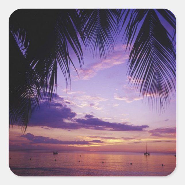 Pegatina Cuadrada Playas de Negril, Jamaica 2 (Anverso)