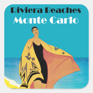 Pegatina Cuadrada Playas Riviera ~ Monte Carlo