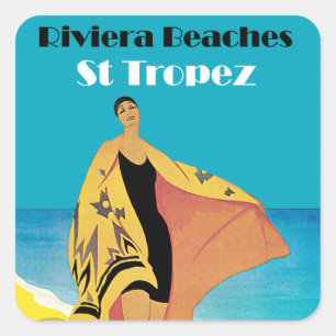 Pegatina Cuadrada Playas Riviera ~ St Tropez