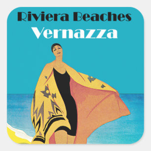 Pegatina Cuadrada Playas Riviera ~ Vernazza