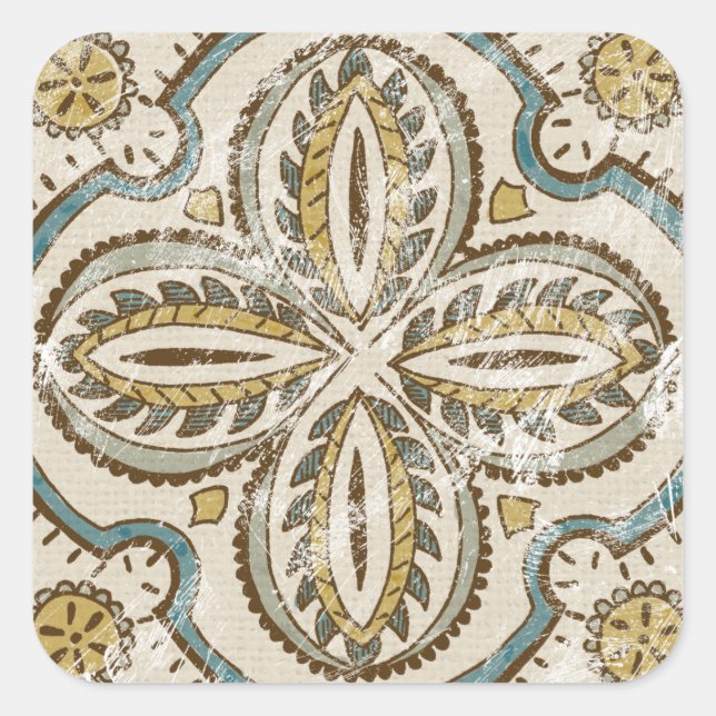 Pegatina Cuadrada Plaza de Batik no embellecida III (Anverso)