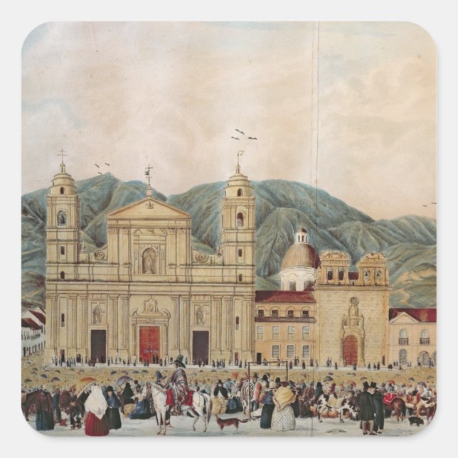 Pegatina Cuadrada Plaza de Bolívar, Bogotá, 1837 (Anverso)