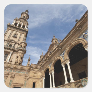 Pegatina Cuadrada Plaza de España, Sevilla, Andalucía, España
