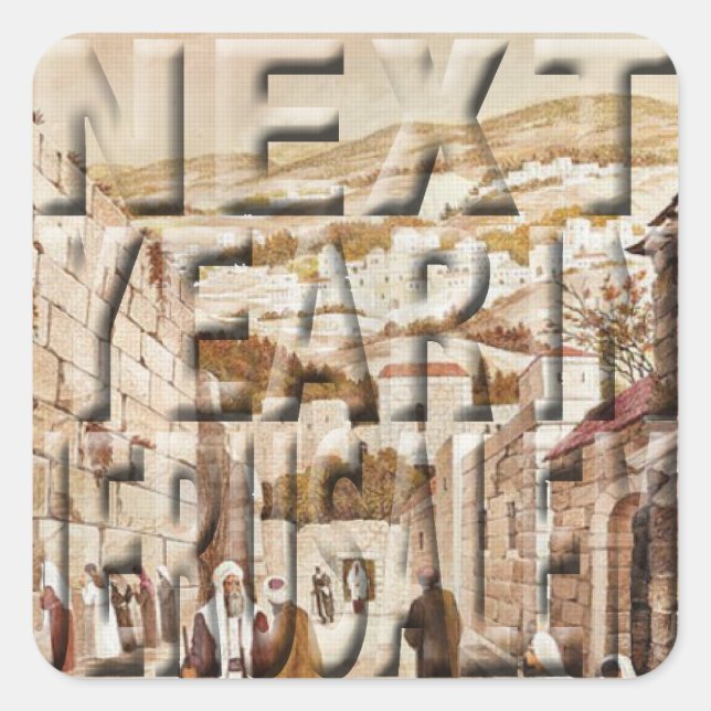 Pegatina Cuadrada Plaza de los Pegatinas de la Pascua "Jerusalén" (Anverso)