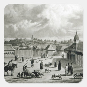 Pegatina Cuadrada Plaza de San Carlos de Chiloe, 1835 ]