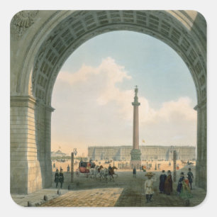 Pegatina Cuadrada Plaza del Palacio, vista desde el Arco del Ejércit