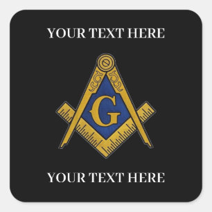 Pegatina Cuadrada Plaza Freemason y Masonería Masónica Compass