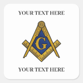 Pegatina Cuadrada Plaza Freemason y Masonería Masónica Compass