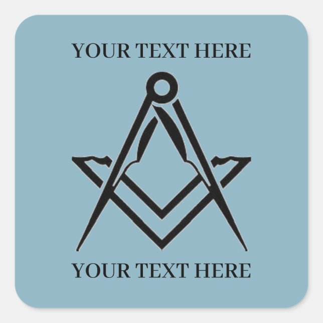 Pegatina Cuadrada Plaza Freemason y Masonería Masónica Compass (Anverso)