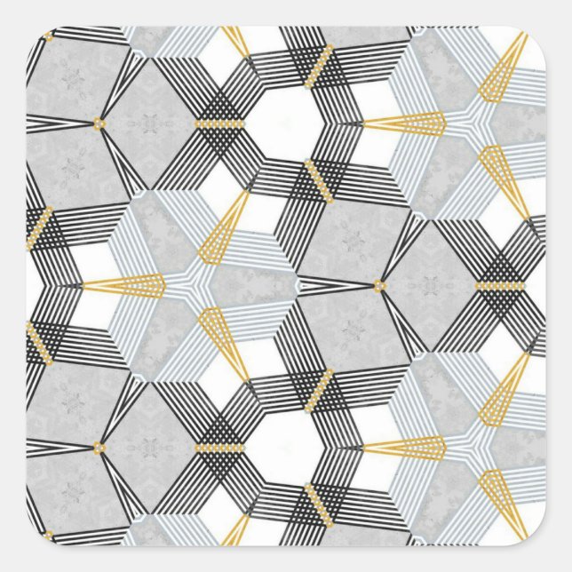 Pegatina Cuadrada Plaza hexagonal colorida: caleidoscopio geométrico (Anverso)