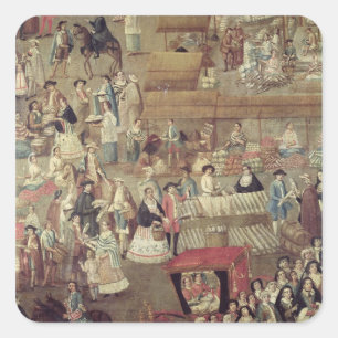 Pegatina Cuadrada Plaza Mayor en México, detalles del mercado