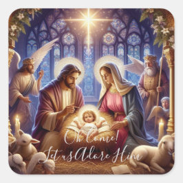 Pegatina Cuadrada Plaza - ¡Oh, ven! Adorémosle