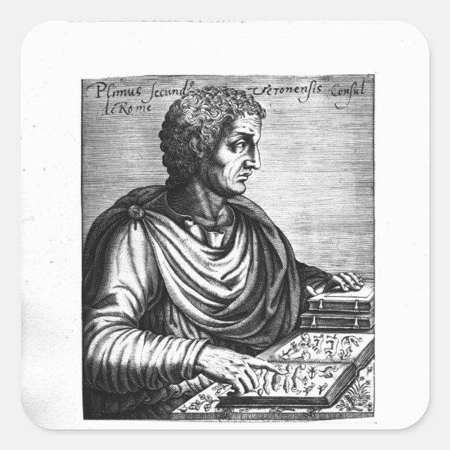 Pegatina Cuadrada Pliny el anciano (Anverso)