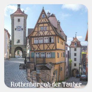 Pegatina Cuadrada Plönlein en Rothenburg ob der Tauber, Alemania