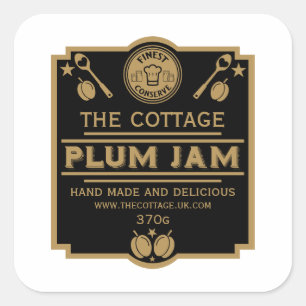 Pegatina Cuadrada Plum Jam Conserve Maker