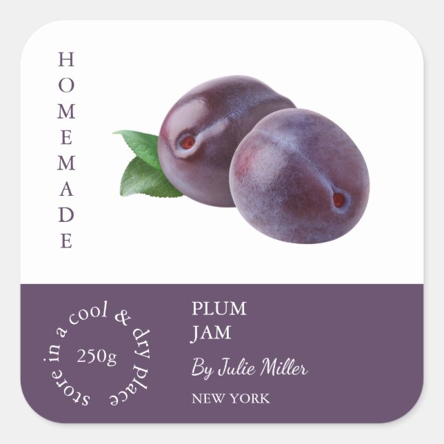 Pegatina Cuadrada Plum Small Business Label (Anverso)