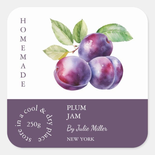 Pegatina Cuadrada Plum Small Business Label (Anverso)