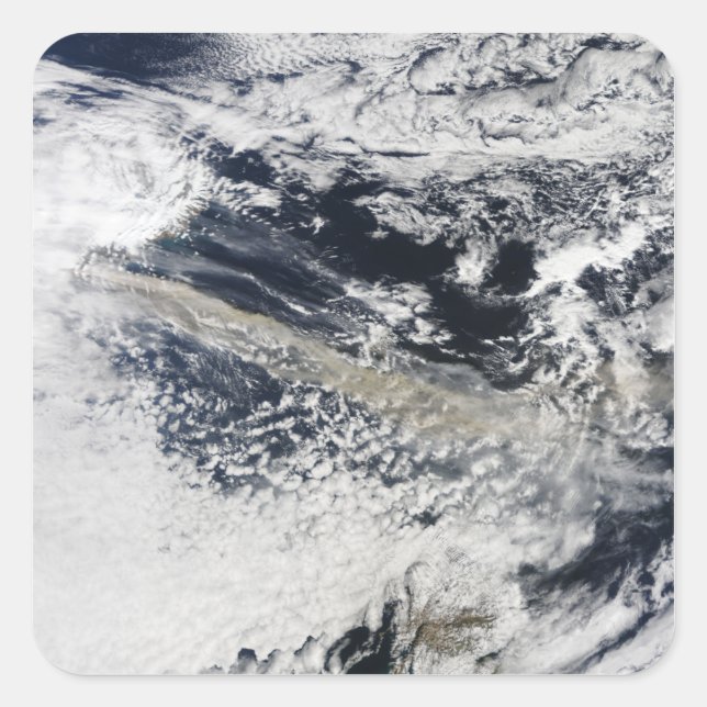 Pegatina Cuadrada Pluma de ceniza del volcán Eyjafjallajokull (Anverso)