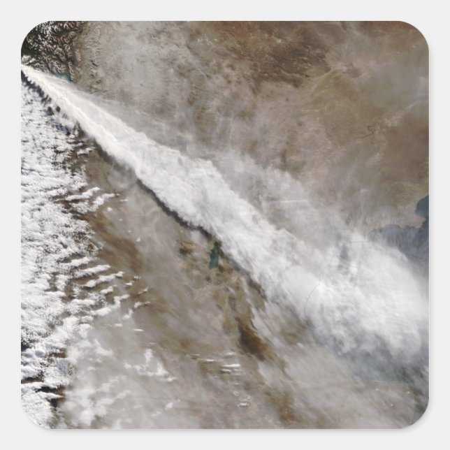 Pegatina Cuadrada Pluma de la erupción del volcán Chaiten, Chile (Anverso)