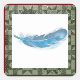 Pegatina Cuadrada plumas, tejido patrón