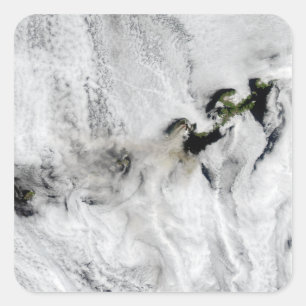 Pegatina Cuadrada Plume del volcán Okmok, Islas Aleutianas 2