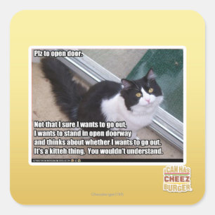 Pegatina Cuadrada PLZ a la puerta abierta