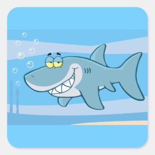 Pegatina Cuadrada png_personalizado-shark-underwater Divertido pez a