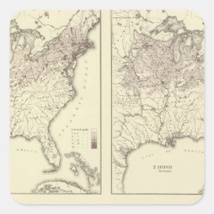 Pegatina Cuadrada Población irlandesa y alemana 1870