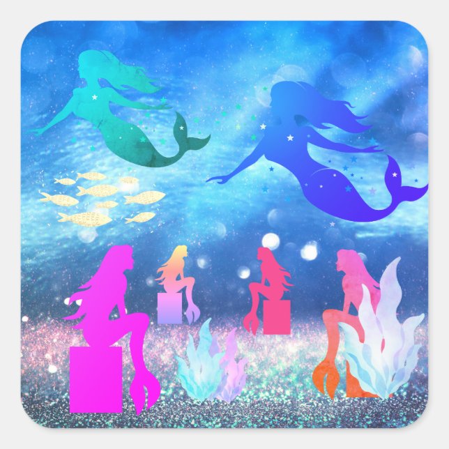 Pegatina Cuadrada pocas sirenas (Anverso)