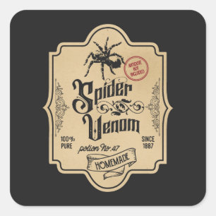 Pegatina Cuadrada Poción de bruja de Guay spider venom Halloween