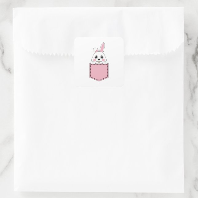 Pegatina Cuadrada Pocket Mascota Bunny (Bolso)