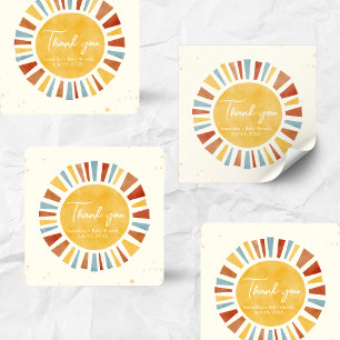 Pegatina Cuadrada Poco Rayo de Sol Boho Baby Shower