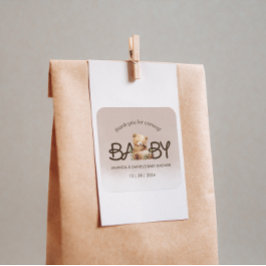 Pegatina Cuadrada Podemos Esperar A Baby Shower Gracias