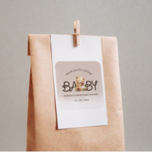 Pegatina Cuadrada Podemos Esperar A Baby Shower Gracias