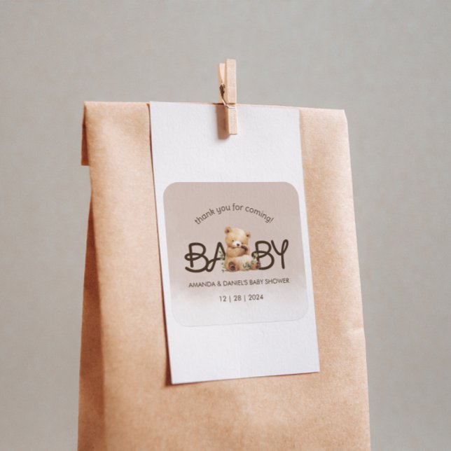 Pegatina Cuadrada Podemos Esperar A Baby Shower Gracias (We Can Bearly Wait Baby Shower Thank You Square Sticker)
